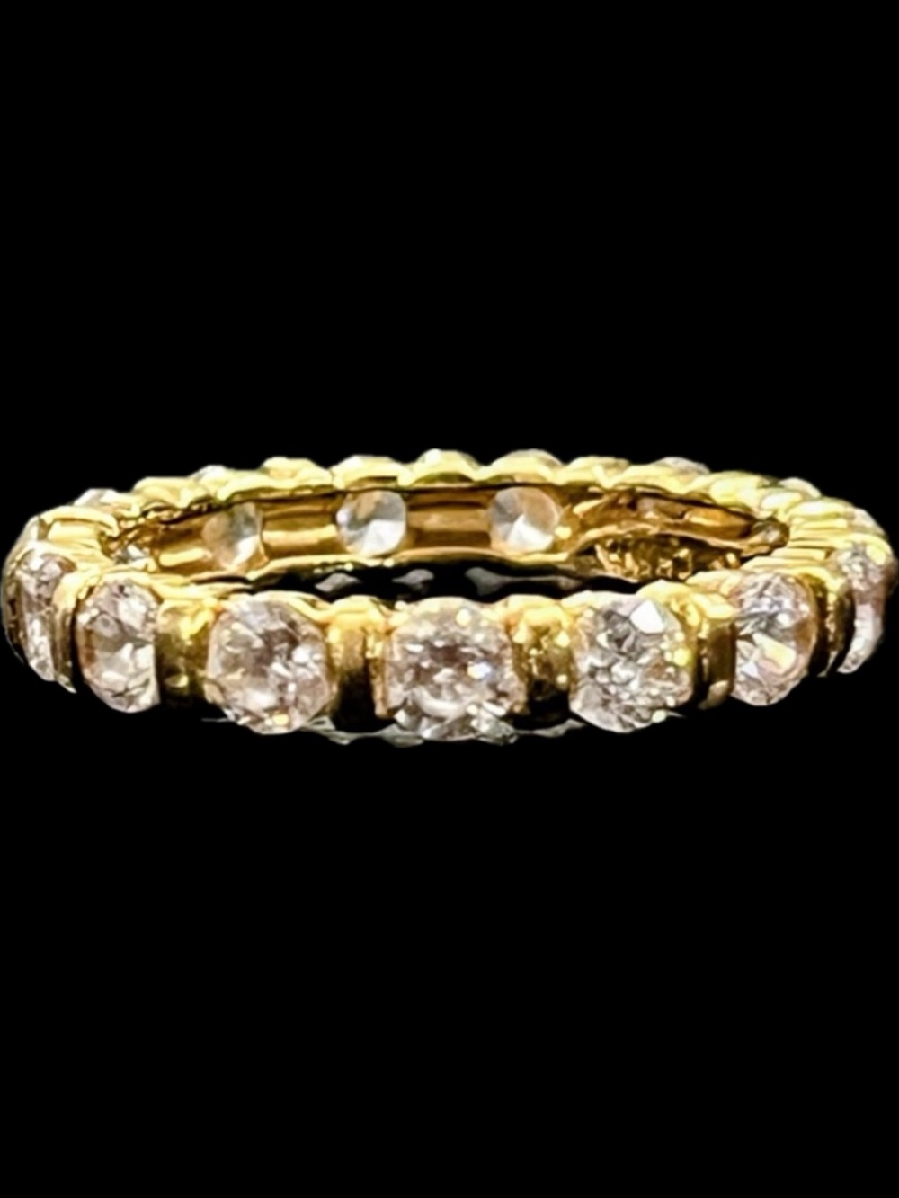 14k Solid Yellow Gold Simulated Diamond Diamonique eternity cz ring vintage QVC
